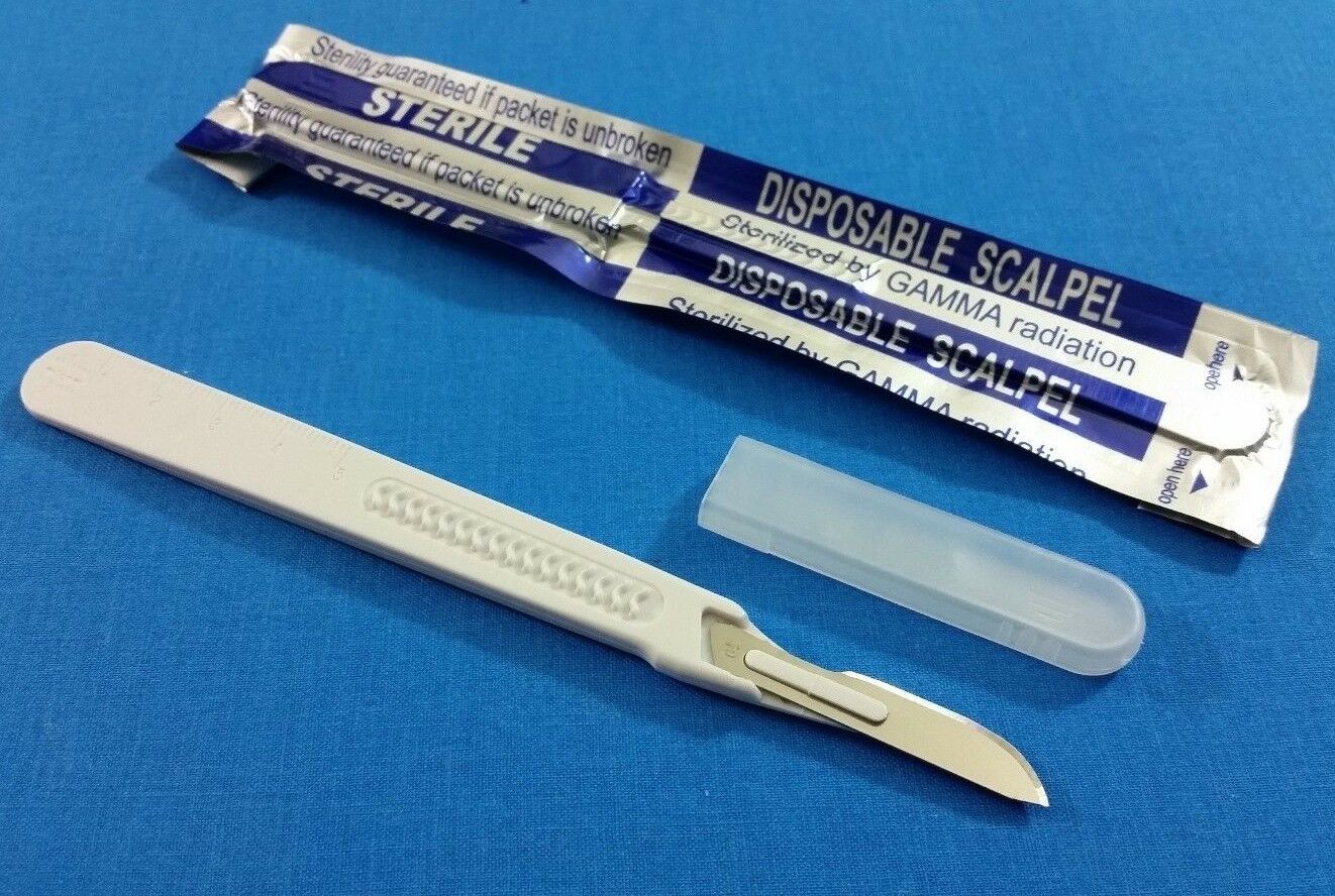 10 Pcs Disposable Sterile Surgical Scalpels #10 With Graduated Plastic Handle